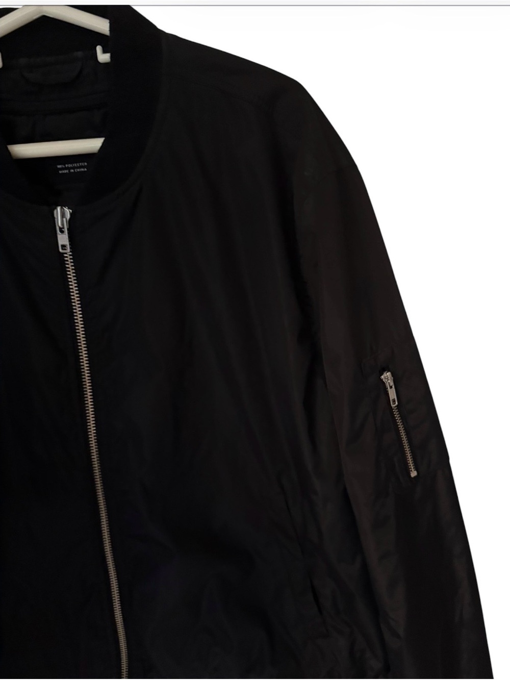 Women's Large Black Bomber Jacket with Zip Pocket